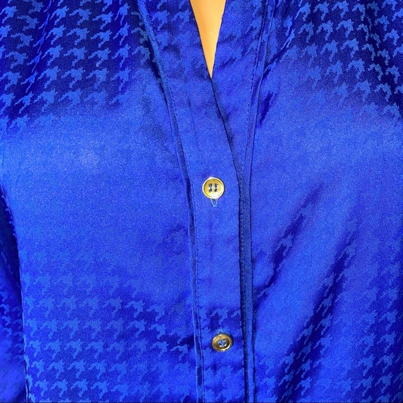 Jones New York blouse/top Collection Stretch button up SZ SM blue work/business - Picture 9 of 14
